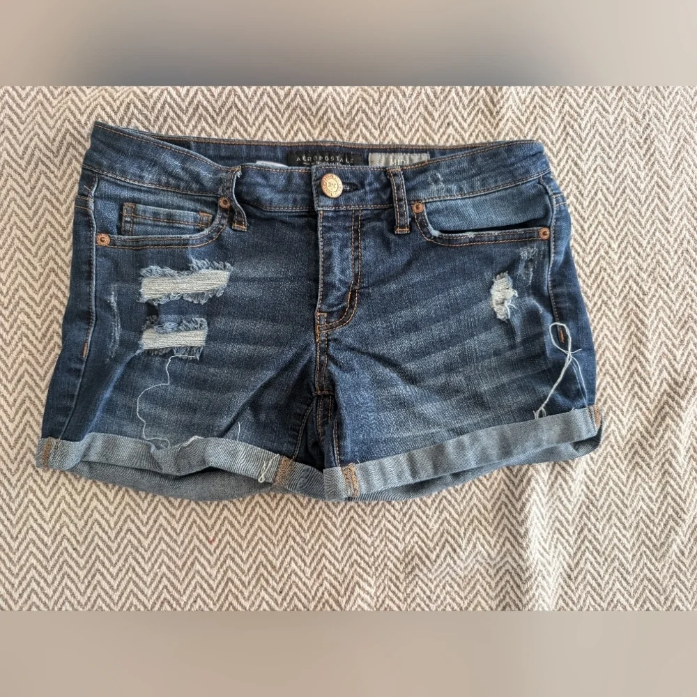 Aeropostale Ripped Blue Denim Shorts